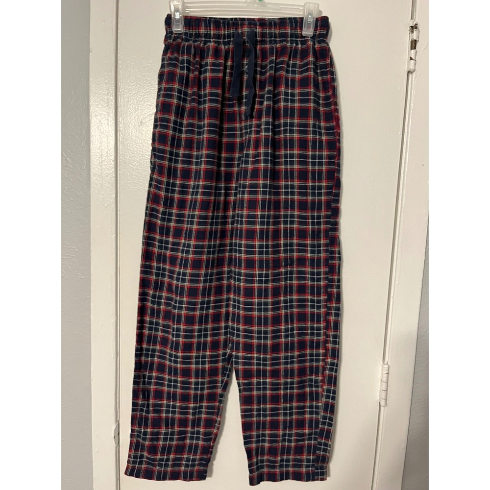 George Mens Plaid Pajama Pants Red Navy Blue Tartan Lounge Bottoms Small 28-30